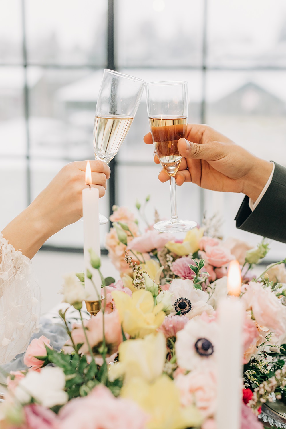 Drinks Glasses Toast Peach Yellow Lilac Wedding Ideas Tess Lucas Photography