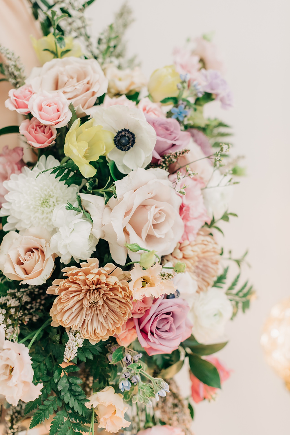 Flower Arrangement Peach Yellow Lilac Wedding Ideas Tess Lucas Photography
