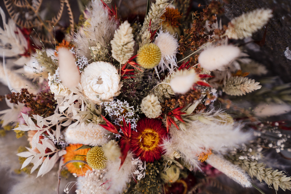 Shropshire Farm Wedding Laura May Photography Dried Flower Bouquet Bride