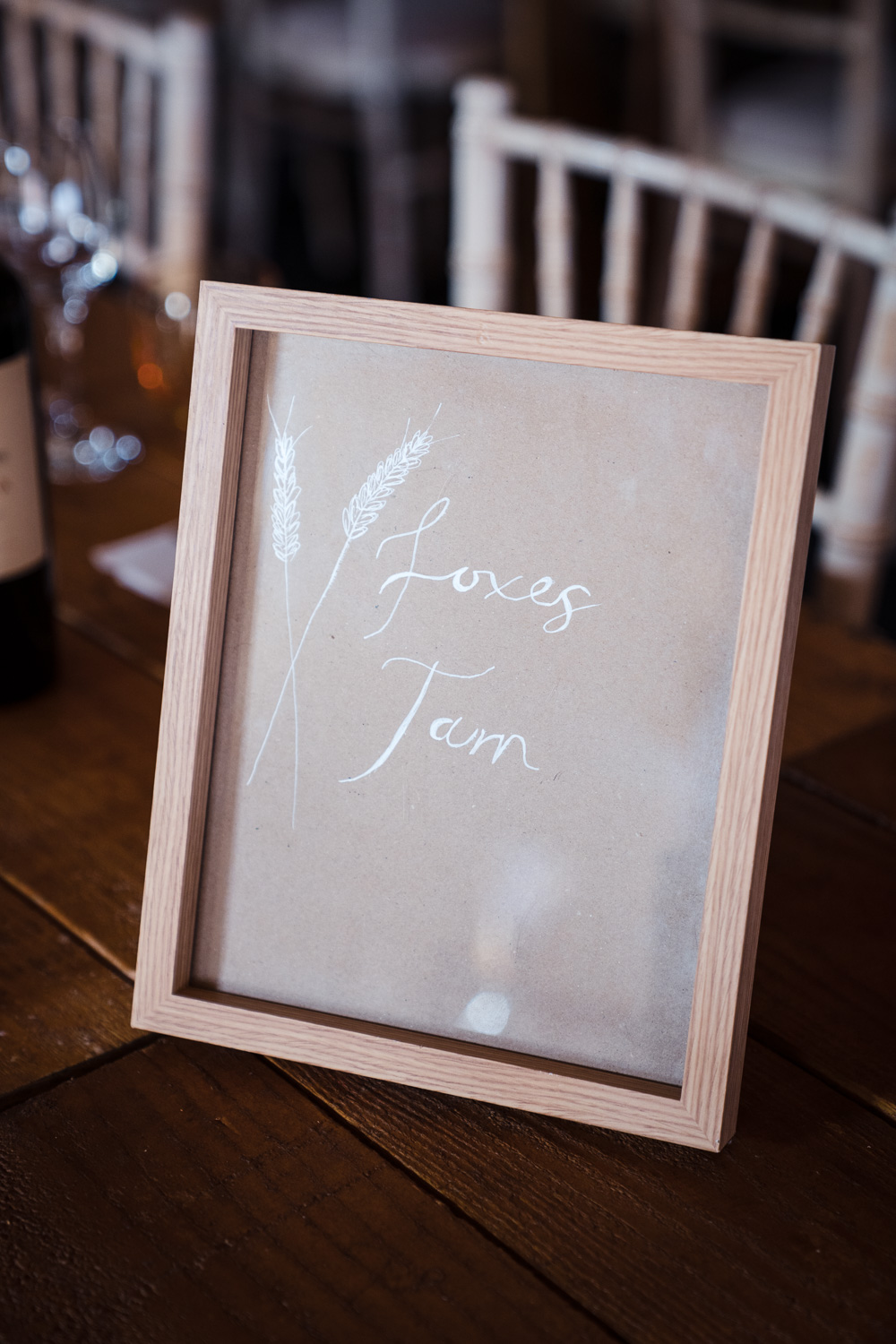 Table Name Frame Shropshire Farm Wedding Laura May Photography