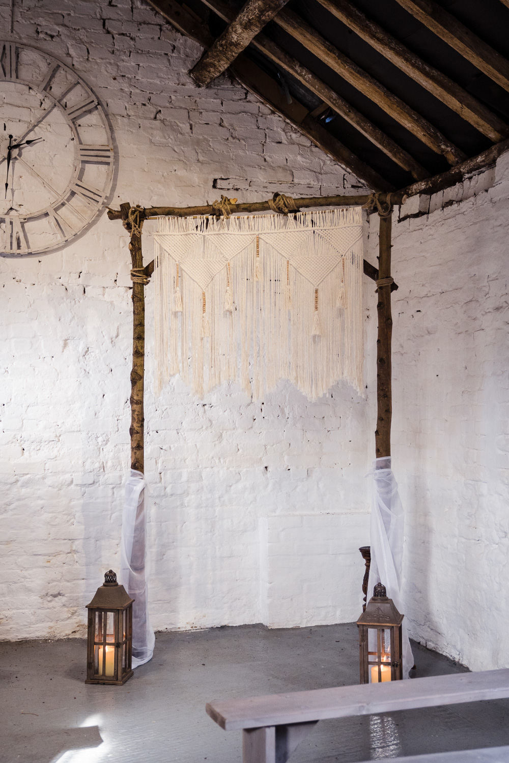 Macrame Backdrop Frame Shropshire Farm Wedding Laura May Photography