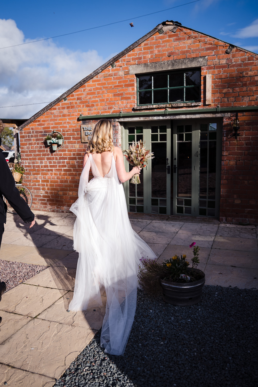 Dress Gown Bride Bridal Anna Kara Tulle Straps Shropshire Farm Wedding Laura May Photography
