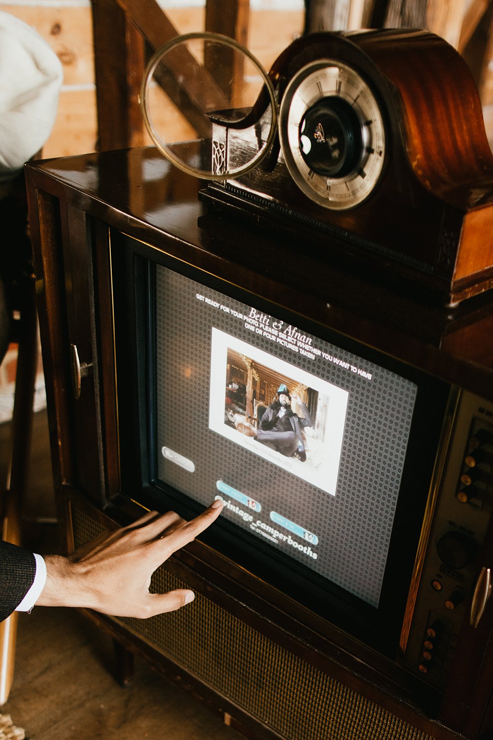 TV Photo Booth Stokes Barn Farm Wedding Ideas Pippa Volans Photography