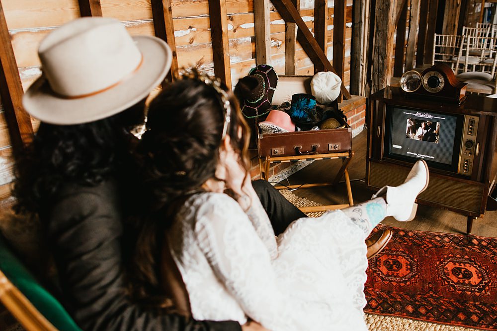 TV Photo Booth Stokes Barn Farm Wedding Ideas Pippa Volans Photography