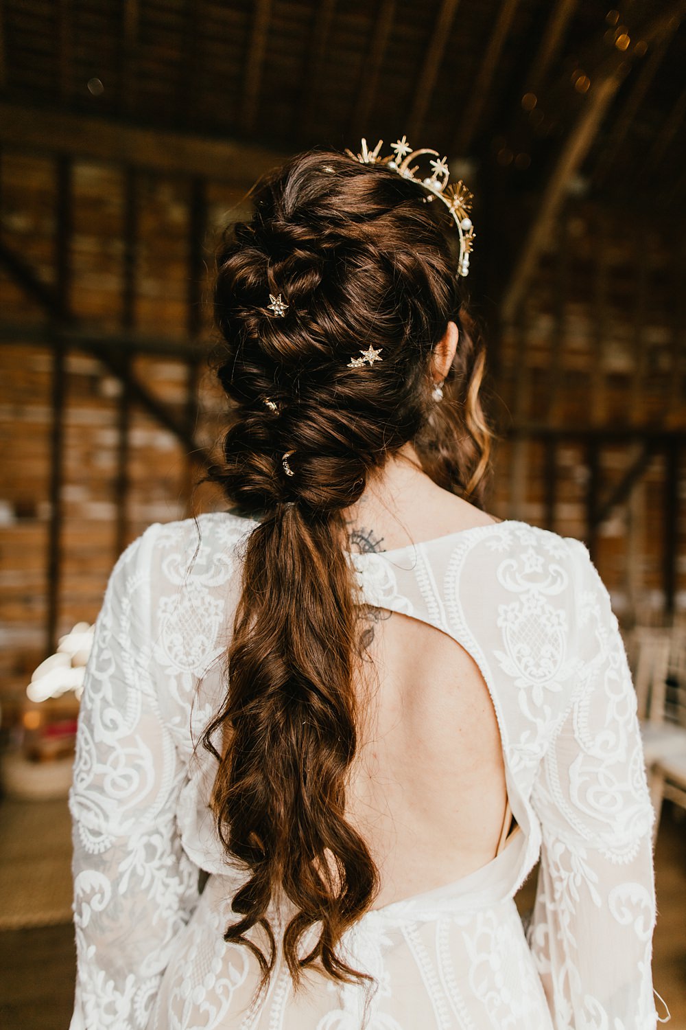 Bridal Hairstyle Plait Braid Curls Stokes Barn Farm Wedding Ideas Pippa Volans Photography