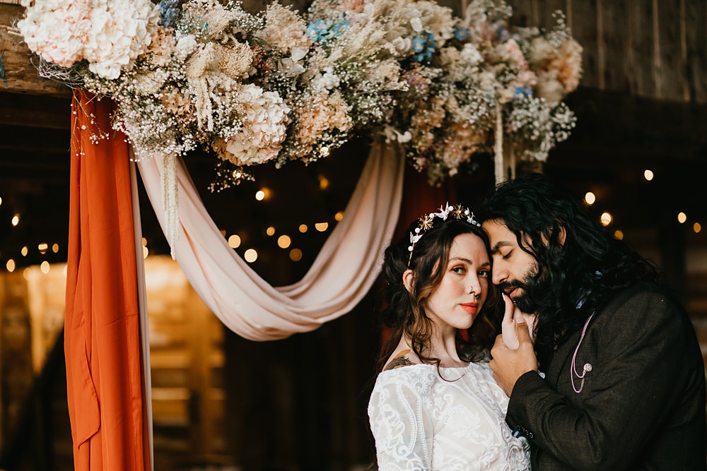 Flower Arch Drapes Fabric Backdrop Stokes Barn Farm Wedding Ideas Pippa Volans Photography