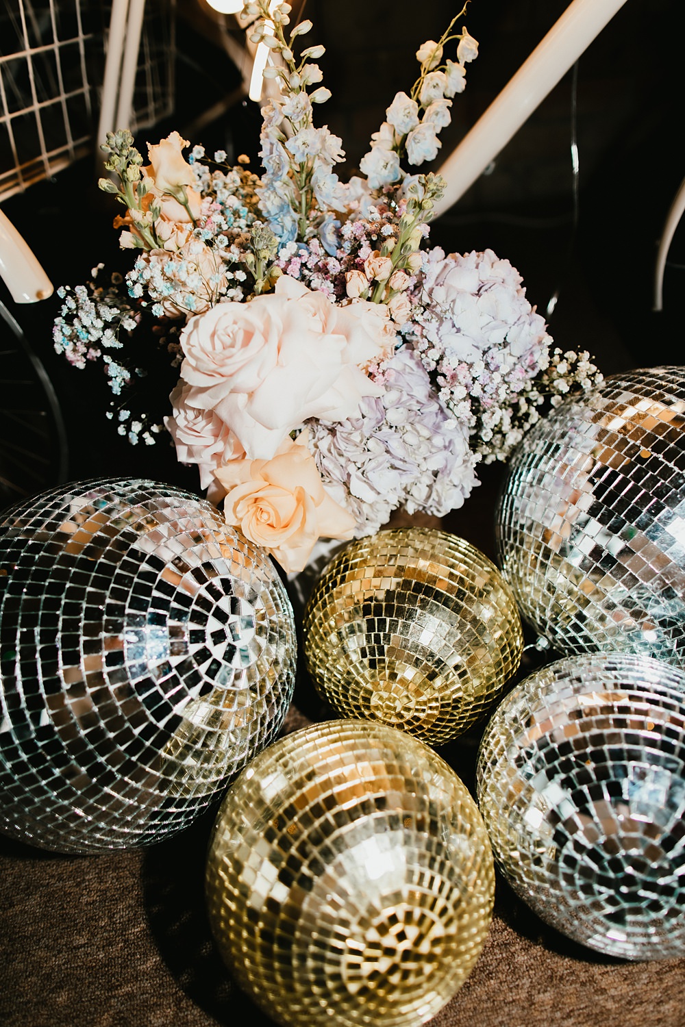 Disco Balls Flowers Stokes Barn Farm Wedding Ideas Pippa Volans Photography
