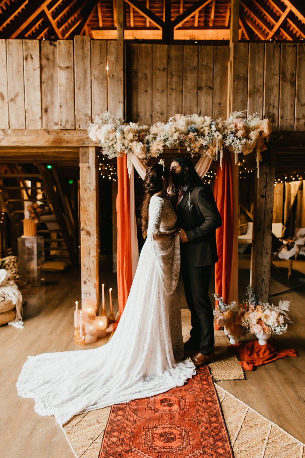 Flower Arch Drapes Fabric Backdrop Stokes Barn Farm Wedding Ideas Pippa Volans Photography