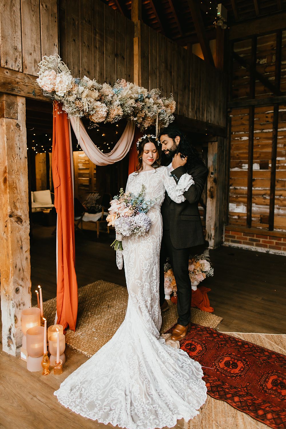 Flower Arch Drapes Fabric Backdrop Stokes Barn Farm Wedding Ideas Pippa Volans Photography