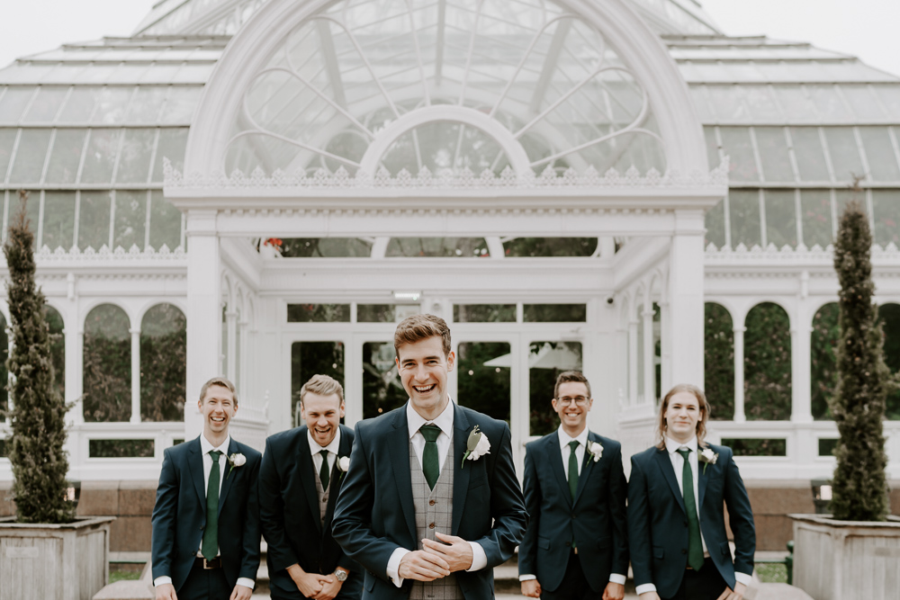 Groom Groomsmen Naby Suits Tropical Botanical Wedding Gina Fernandes Photography