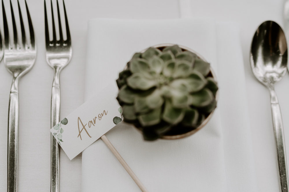 Succulent Favour Place Name Tropical Botanical Wedding Gina Fernandes Photography