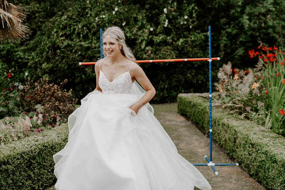 Bride Dress Straps Maggie Sottero Ballgown Tropical Botanical Wedding Gina Fernandes Photography