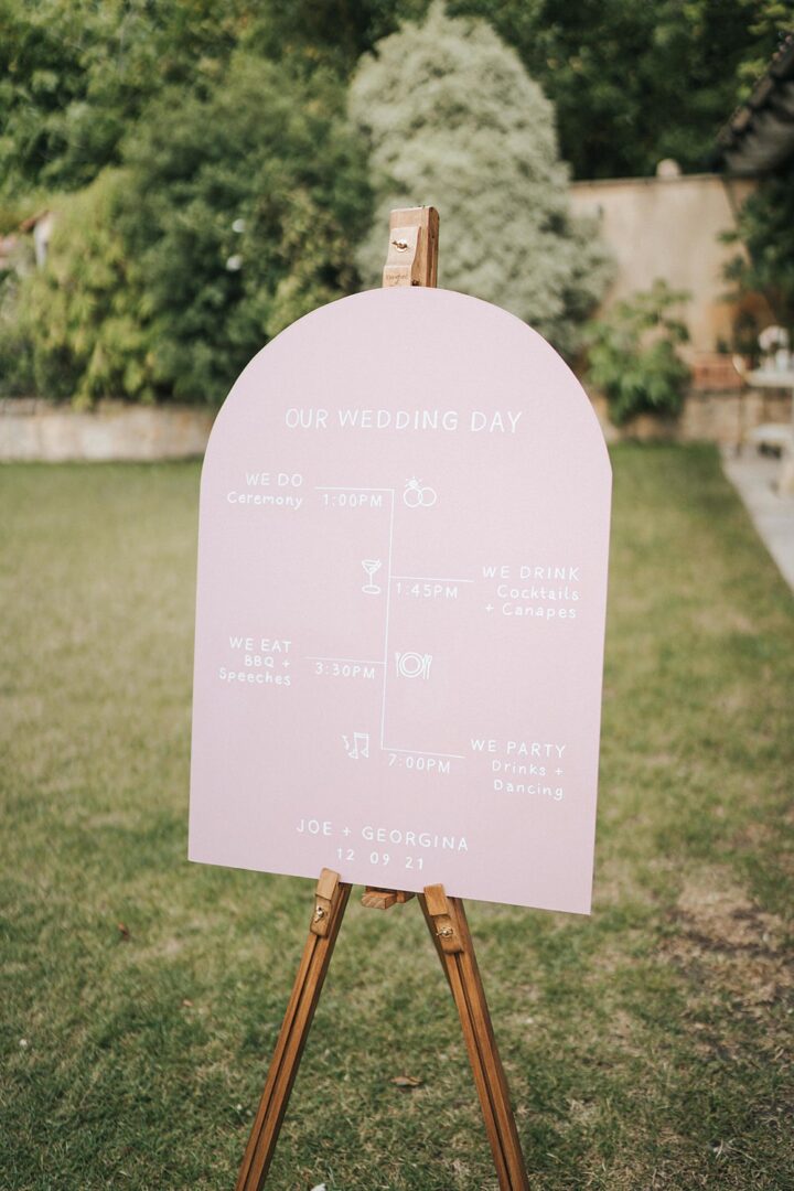 Wedding Day Timings Template Idea Curve Sign Pink Holly Rose Weddings