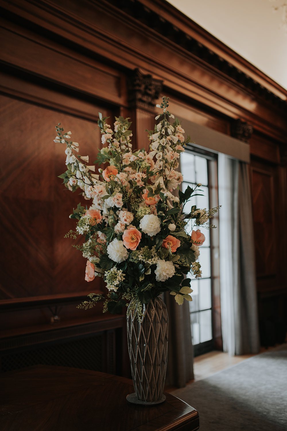 Ceremony Flowers Peach Cream Yi-Ban London Wedding Grace Pham Photography