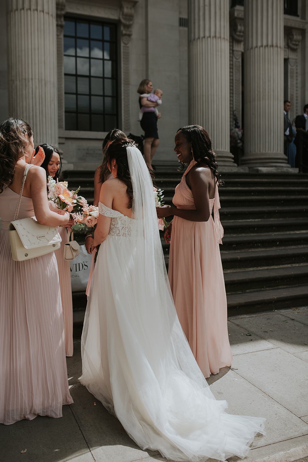 Dress Gown Bride Off Shoulder Tulle Yi-Ban London Wedding Grace Pham Photography