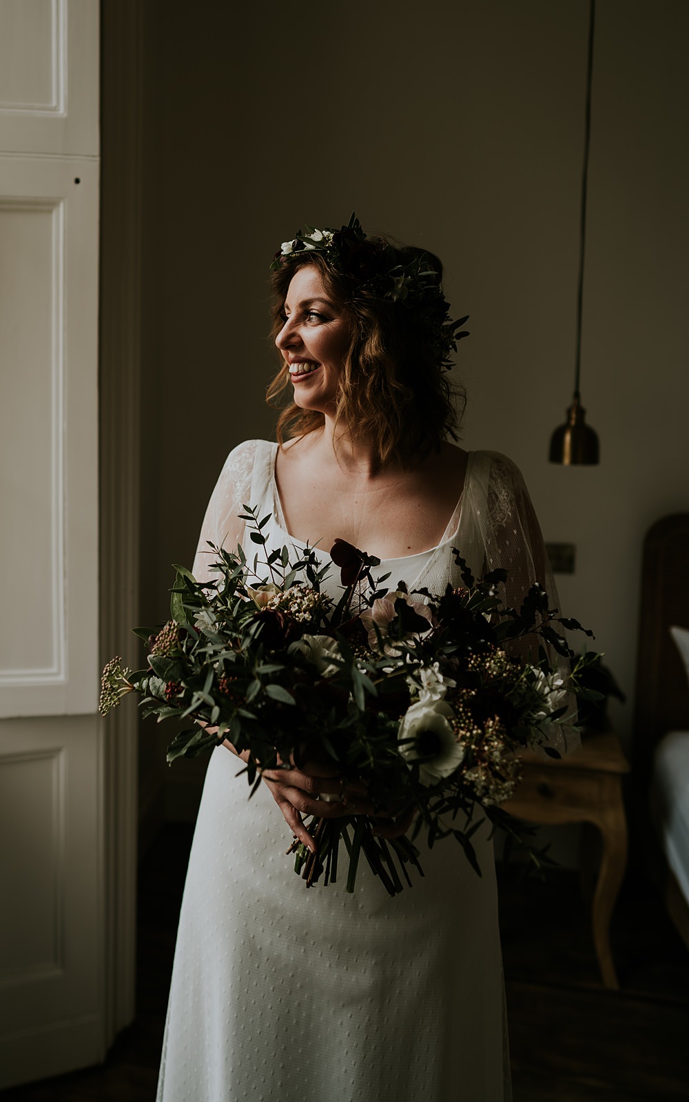 Bouquet Flowers Bride White Greenery Aswarby Rectory Wedding Ben Barron