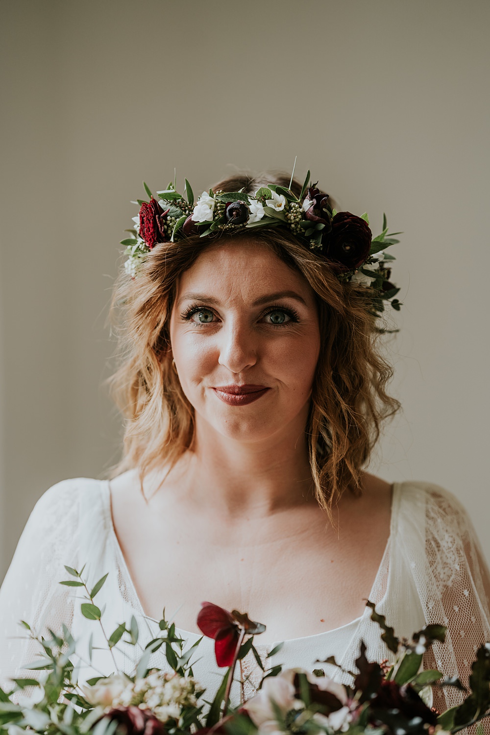 Bride Flower Crown Aswarby Rectory Wedding Ben Barron