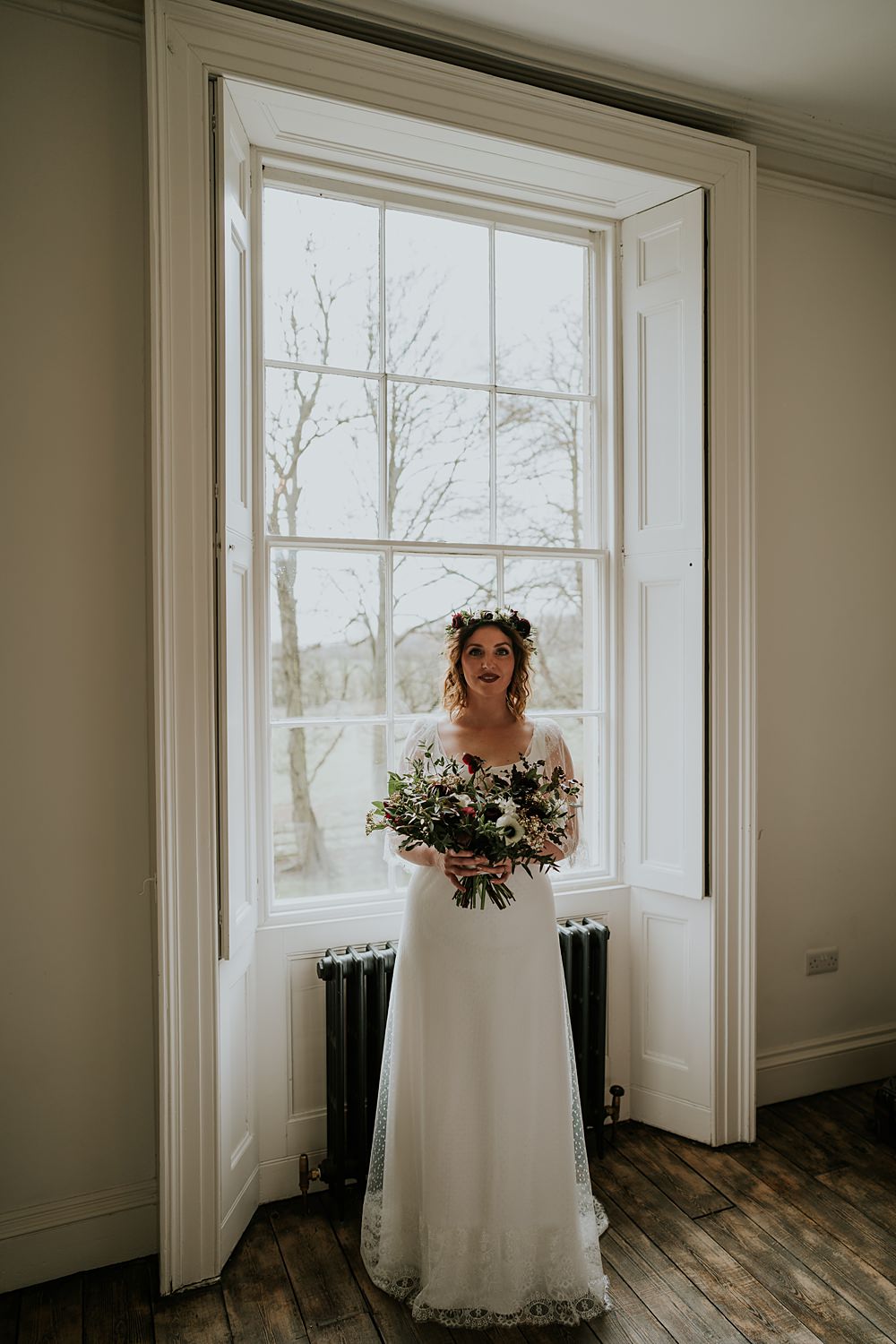 Dress Gown Bride Lace Rembo Train Aswarby Rectory Wedding Ben Barron