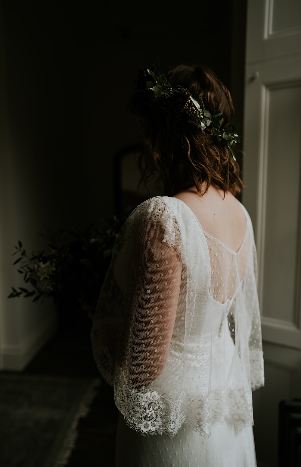 Dress Gown Bride Lace Rembo Train Aswarby Rectory Wedding Ben Barron
