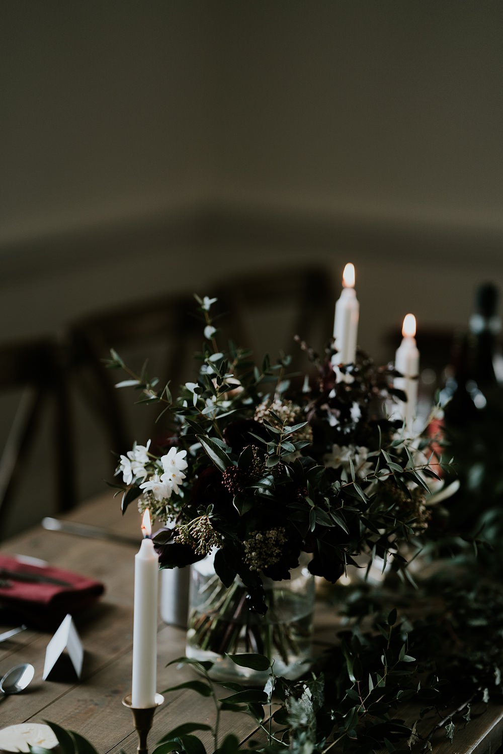 Table Decor Greenery Tall Candles Aswarby Rectory Wedding Ben Barron