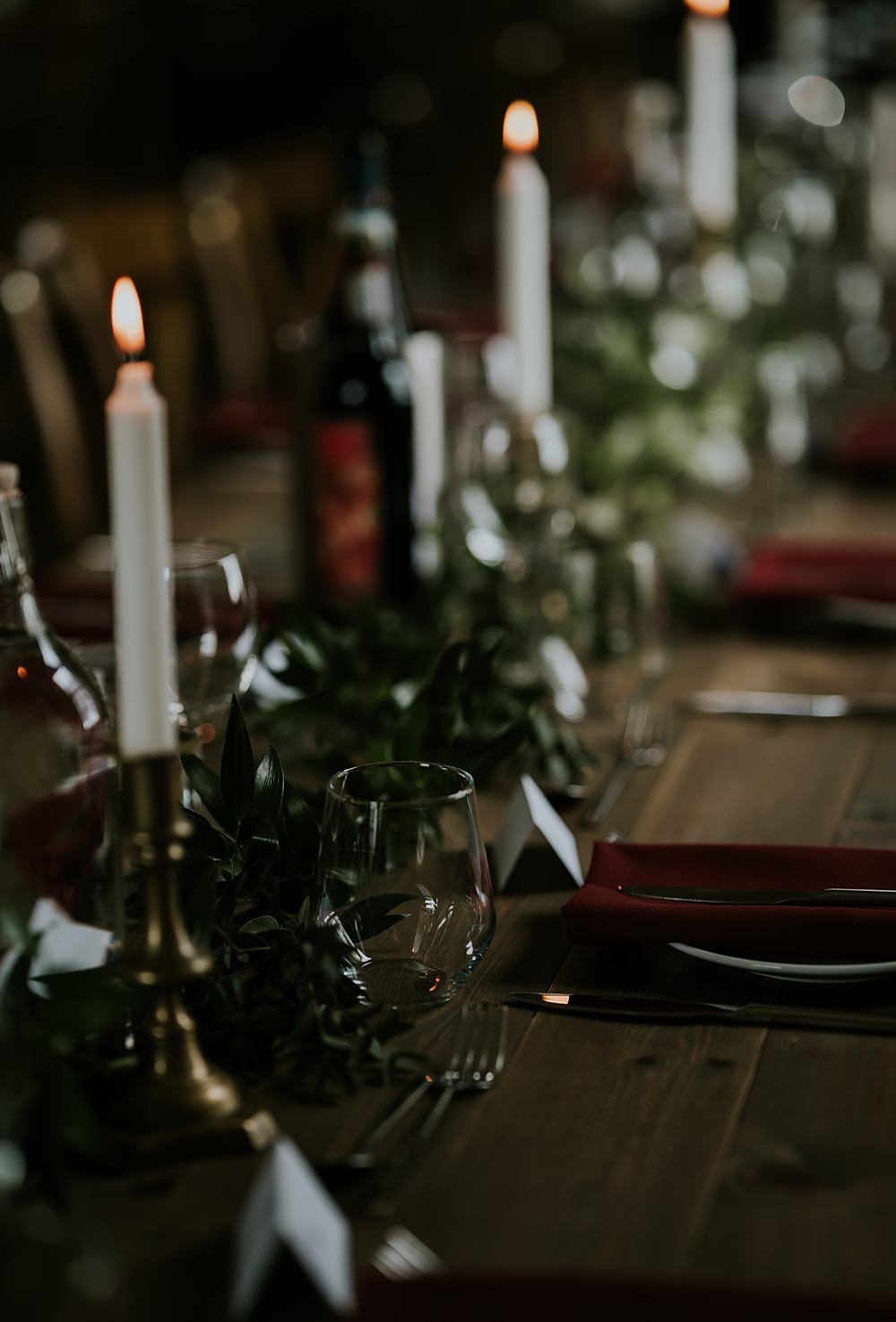 Table Decor Greenery Tall Candles Aswarby Rectory Wedding Ben Barron