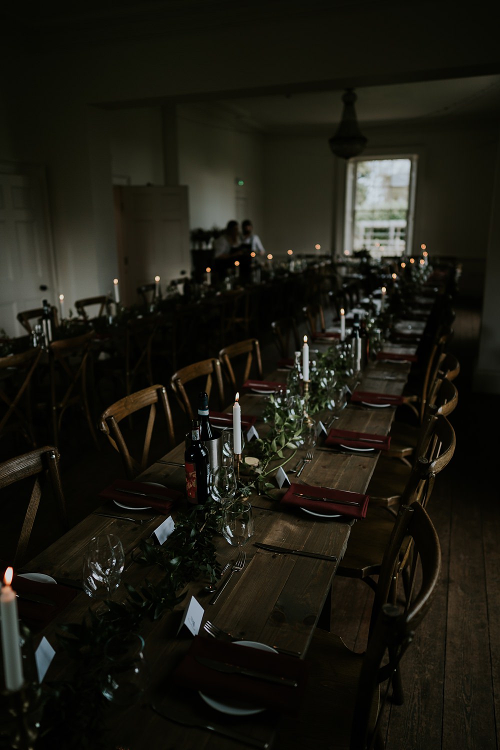 Table Decor Greenery Tall Candles Aswarby Rectory Wedding Ben Barron