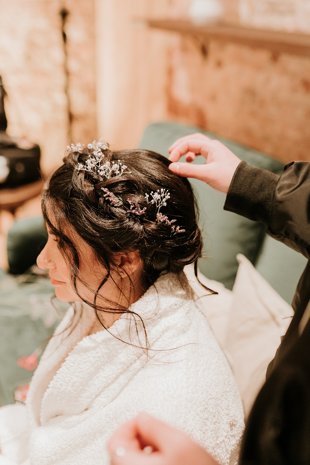 Bride Hair Up Do Hairstyle Beige Barn Boho Wedding Gabrielas Photography and Film