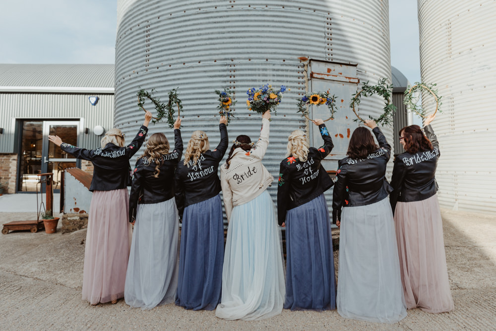 Bride Bridesmaid Leather Jackets Wedding Stevie Jay Photography
