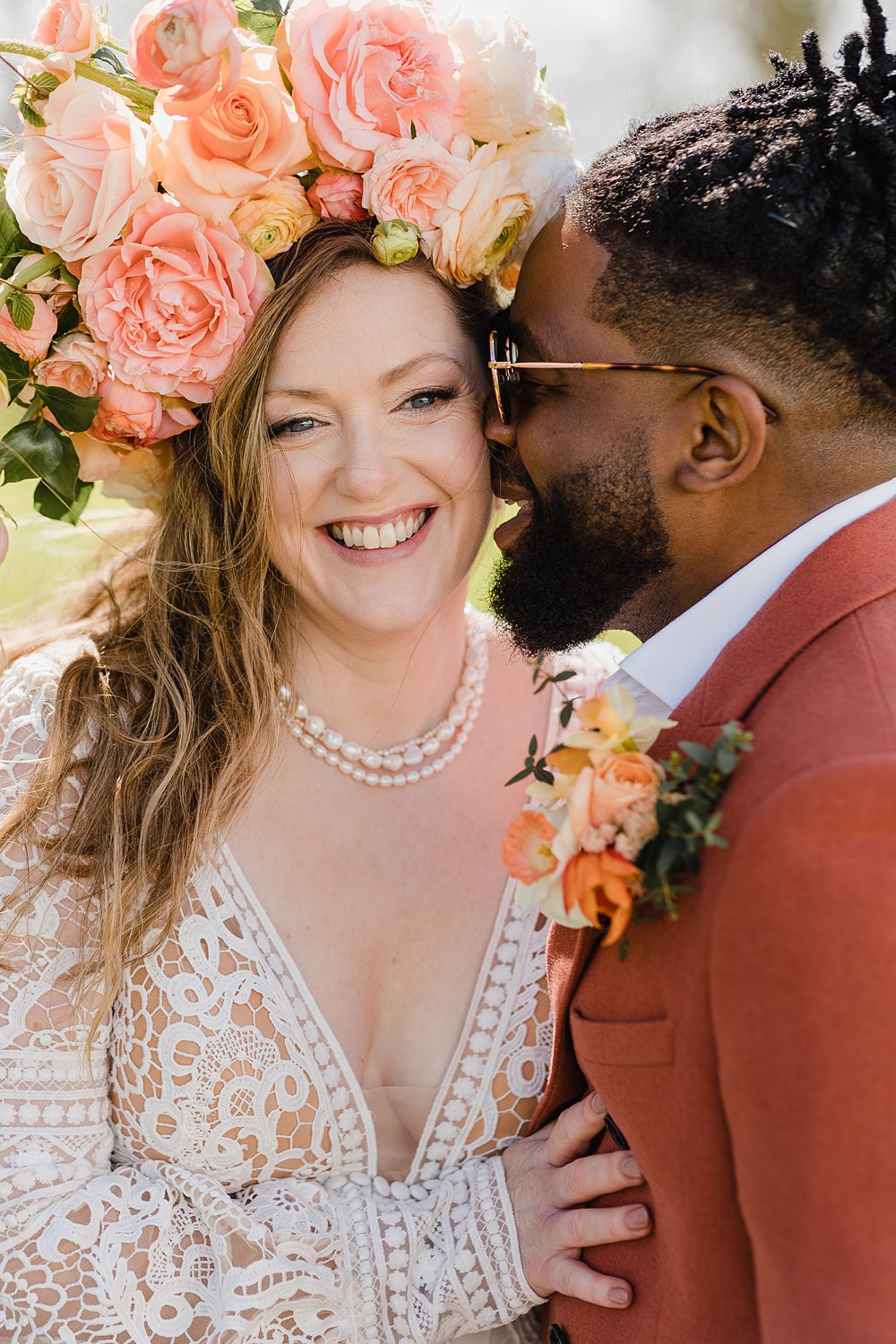Bride Flower Crown Headdress Gileston Manor Wedding Michelle Huggleston Photography