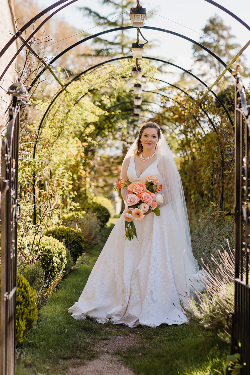 Strap Gown Bridal Veil Gileston Manor Wedding Michelle Huggleston Photography