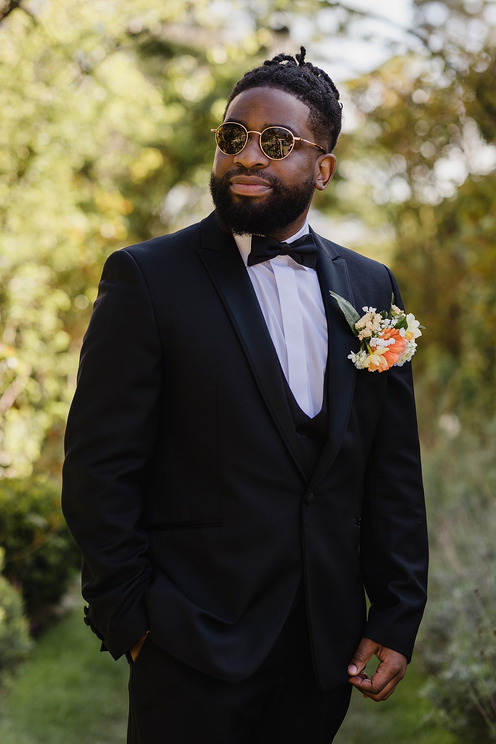 Groom Tuxedo Suit Bow Tie Gileston Manor Wedding Michelle Huggleston Photography