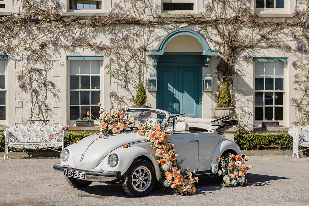 Beetle Car Transport Flowers Gileston Manor Wedding Michelle Huggleston Photography