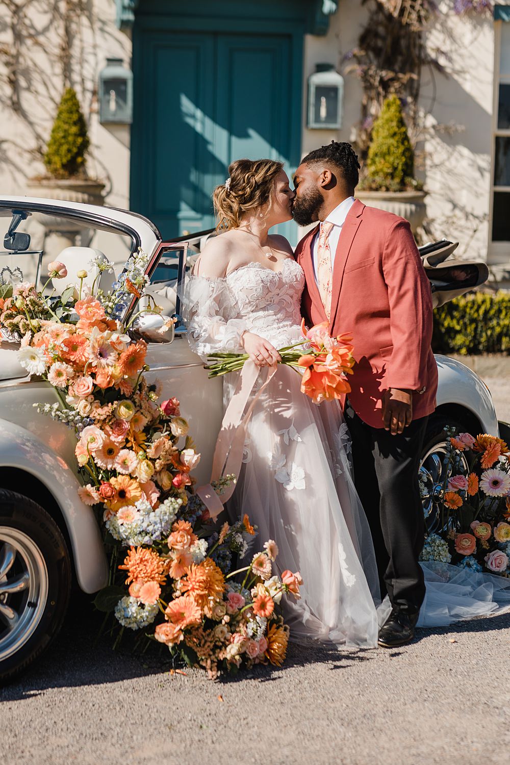 Beetle Car Transport Flowers Gileston Manor Wedding Michelle Huggleston Photography