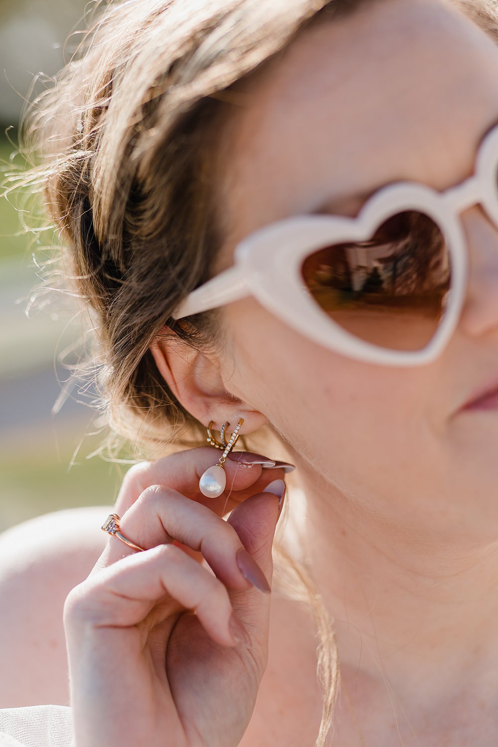 Bride Earrings Gileston Manor Wedding Michelle Huggleston Photography