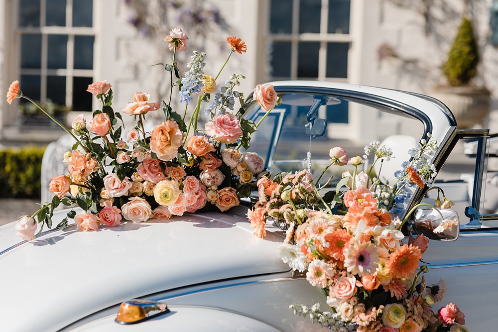 Beetle Car Transport Flowers Gileston Manor Wedding Michelle Huggleston Photography