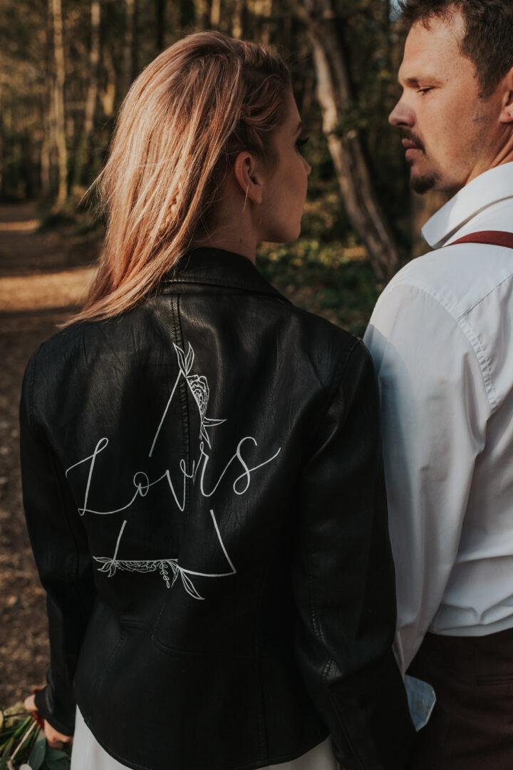 Leather Bridal Jacket Custom Painted Lauren Knuckey Photography