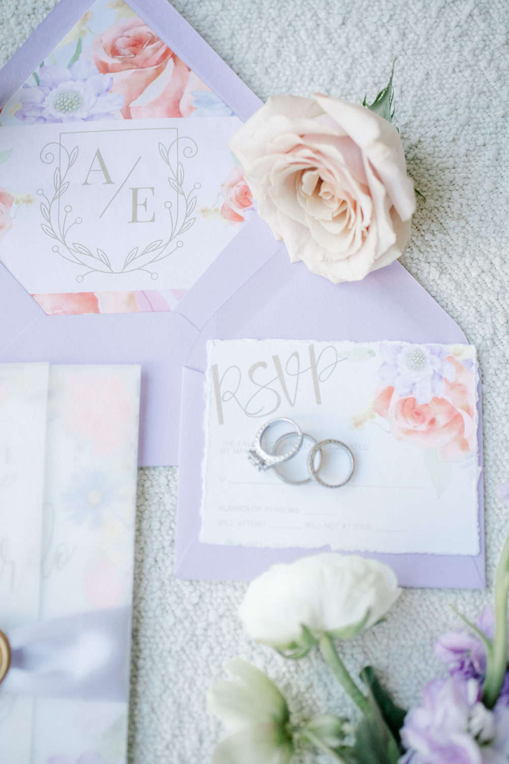 Floral Stationery Invitations Lilac Peach Wedding Ideas Rosetta Li Weddings