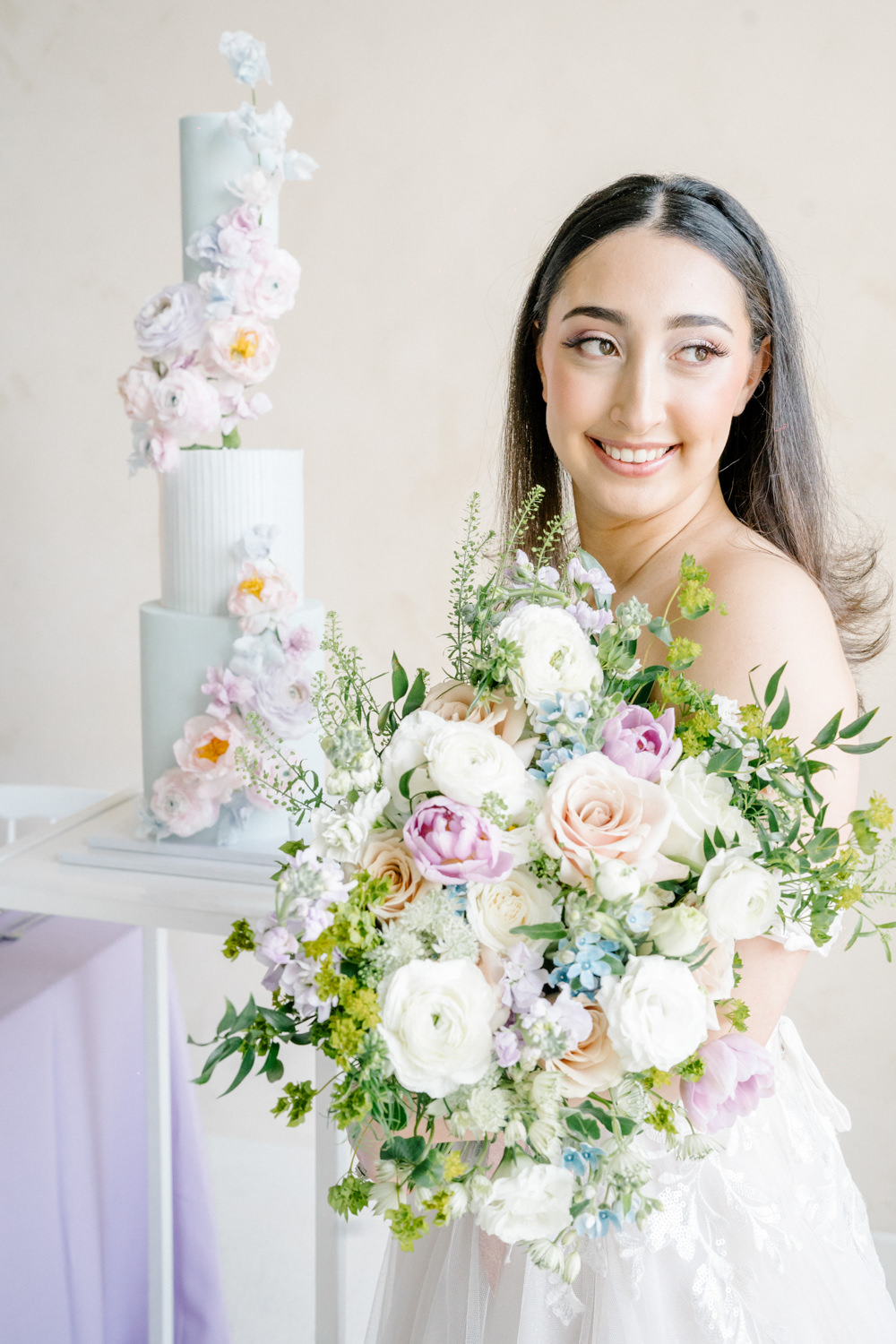 Bouquet Flowers Bridal Rose Lilac Peach Wedding Ideas Rosetta Li Weddings