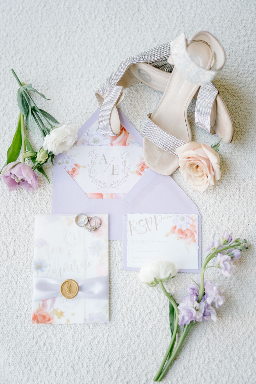 Floral Stationery Invitations Lilac Peach Wedding Ideas Rosetta Li Weddings
