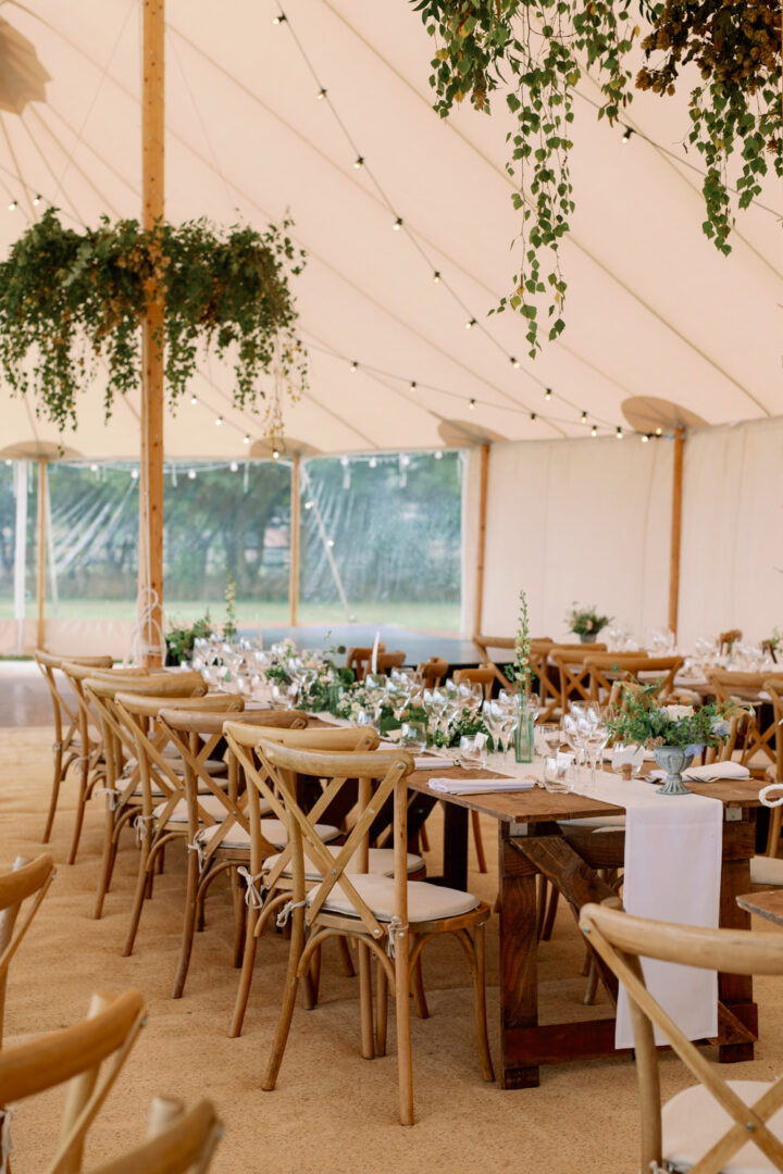 Long Wooden Wedding Table Decorations Captured by Katrina