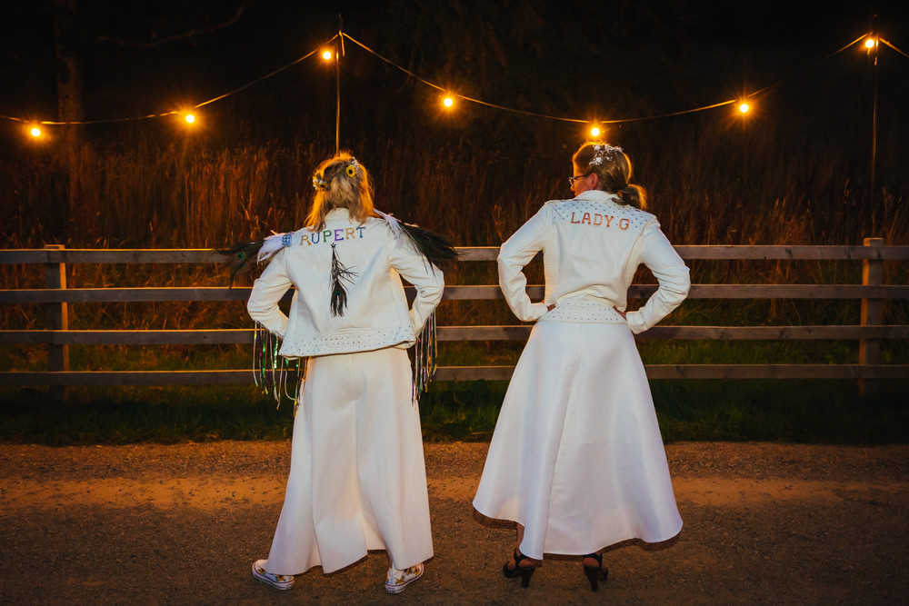 Matching Personalised Bride Leather Jacket White Kirsty Rockett Photography