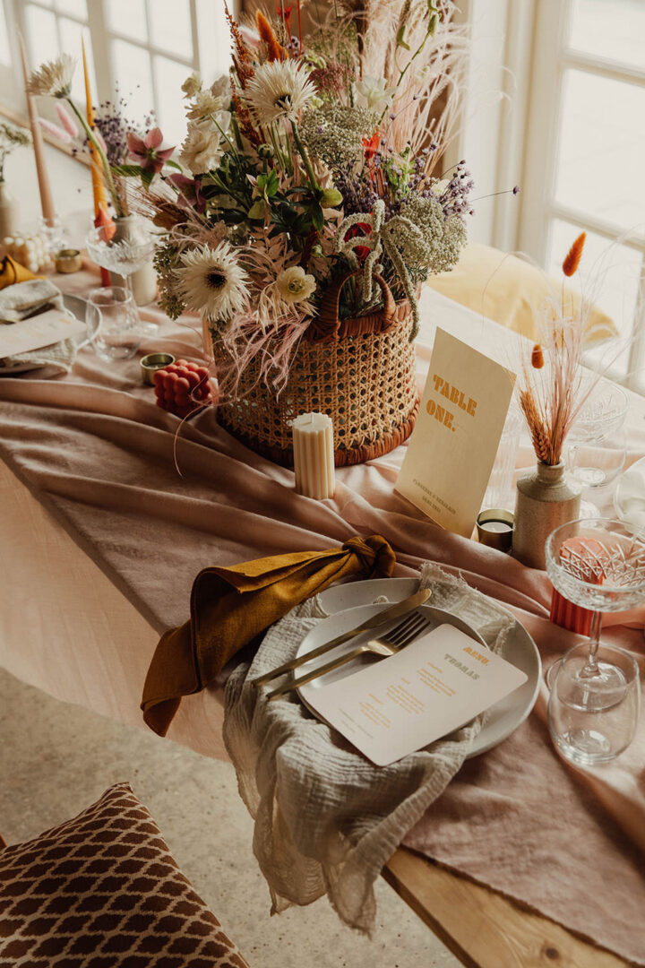 Modern Boho Wedding Table Decor Emma Wilkinson Photography
