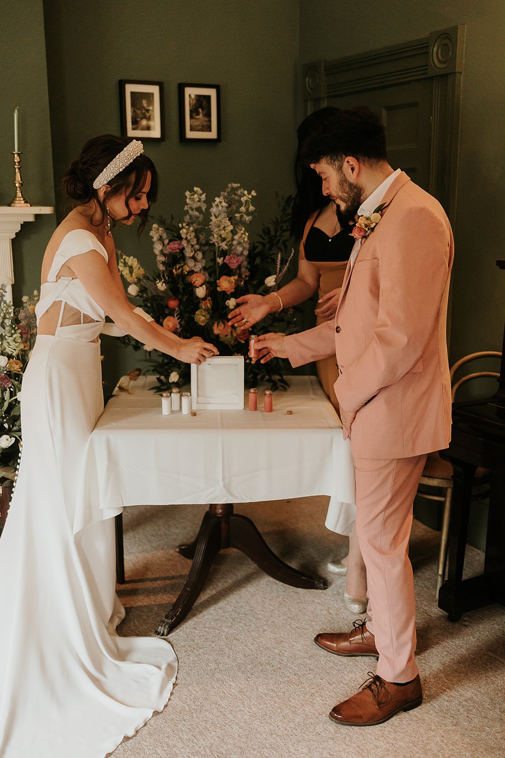 Ceremony Ritual Sand Pouring Modern Springtime Wedding Ideas Sophie Ruck Photography