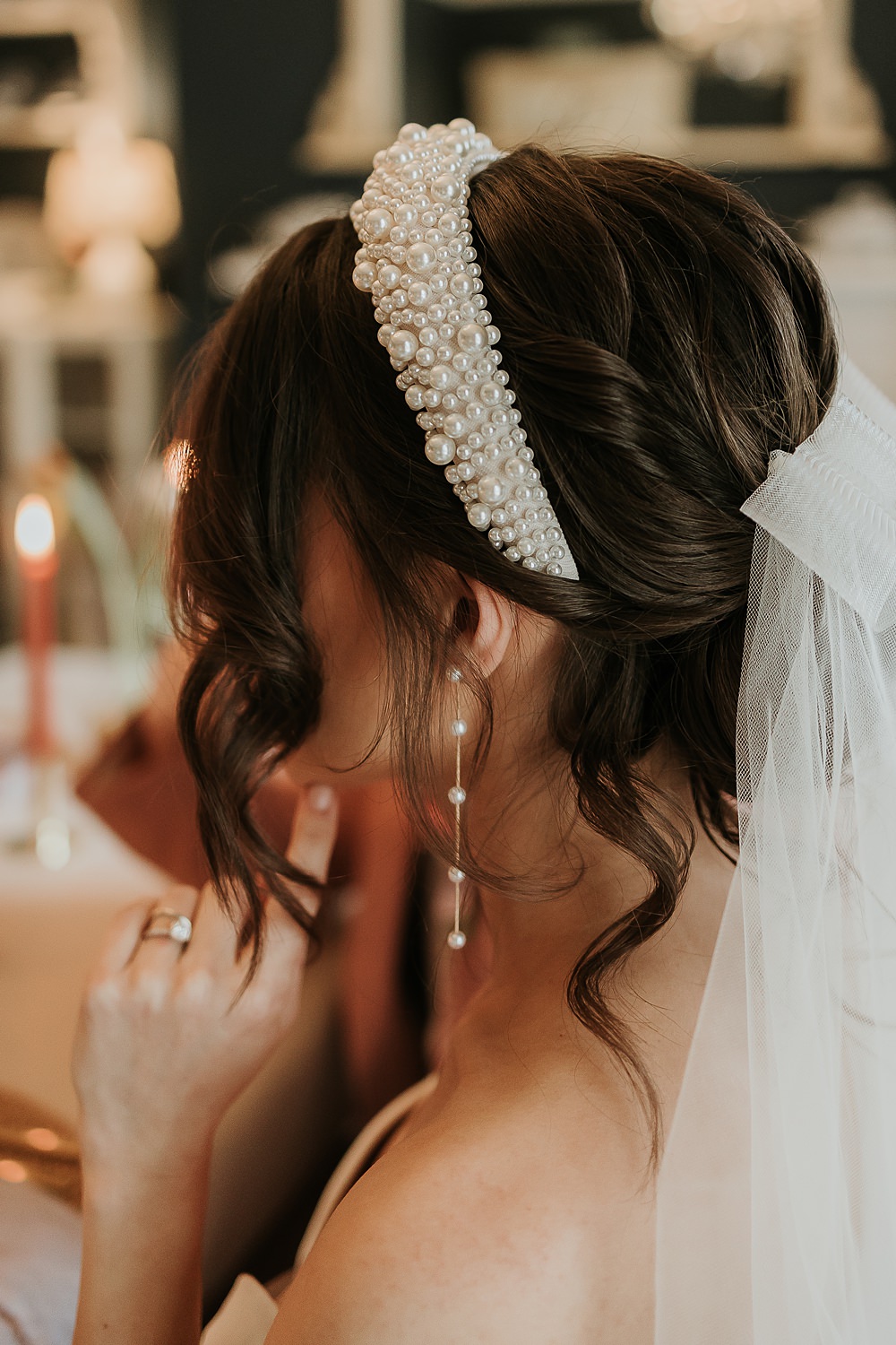 Bride Earrings Headband Modern Springtime Wedding Ideas Sophie Ruck Photography