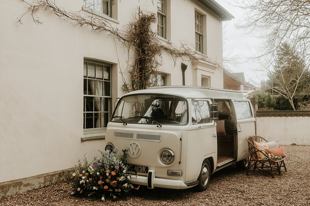 Meadow Floor Flowers Arrangement Campervan Photo Booth Modern Springtime Wedding Ideas Sophie Ruck Photography