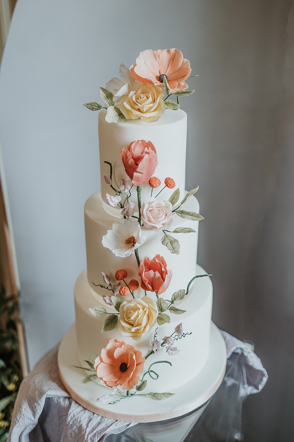 Floral Flower Cake 3 Tier Modern Springtime Wedding Ideas Sophie Ruck Photography
