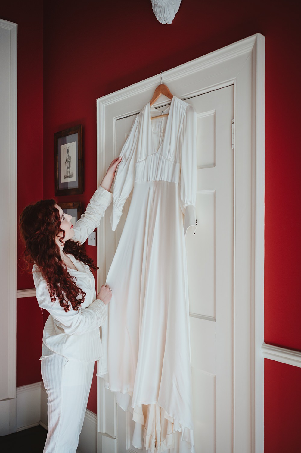 Dress Gown Bride Bridal Long Sleeve Homemade New Library Wedding Boda Photography
