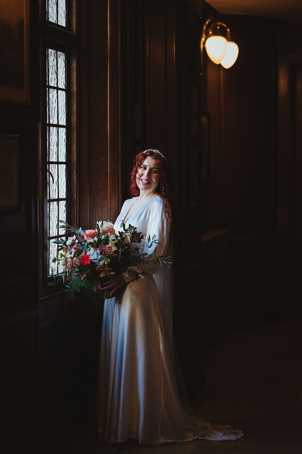 Dress Gown Bride Bridal Long Sleeve Homemade New Library Wedding Boda Photography