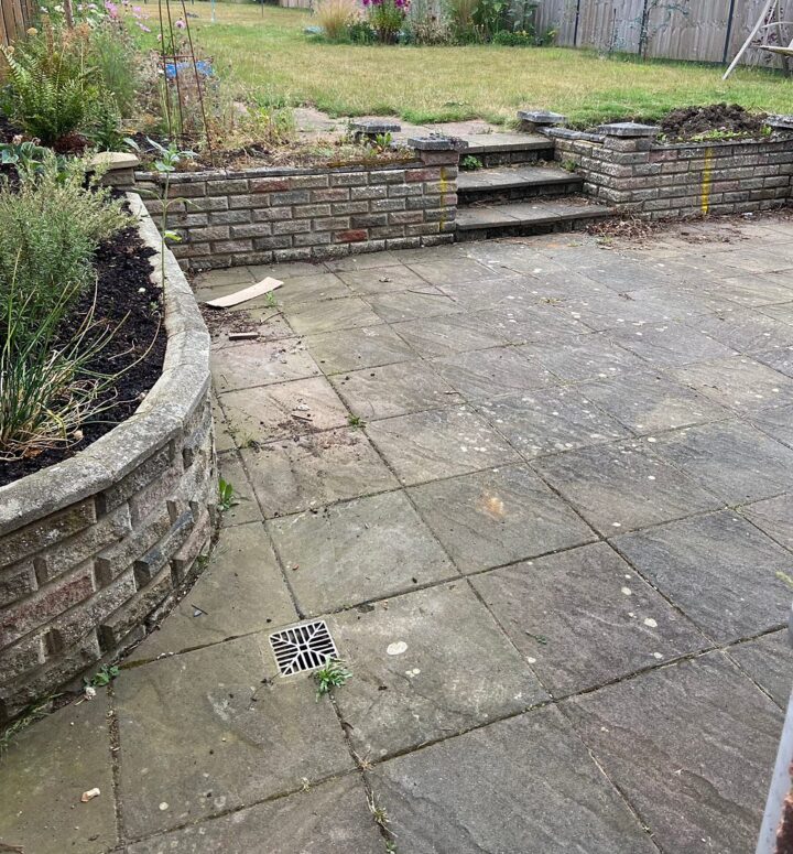 Patio Garden Seating Area UK Renovation Before After
