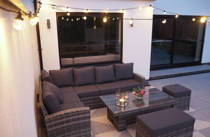 Patio Garden Seating Area UK Renovation Before After